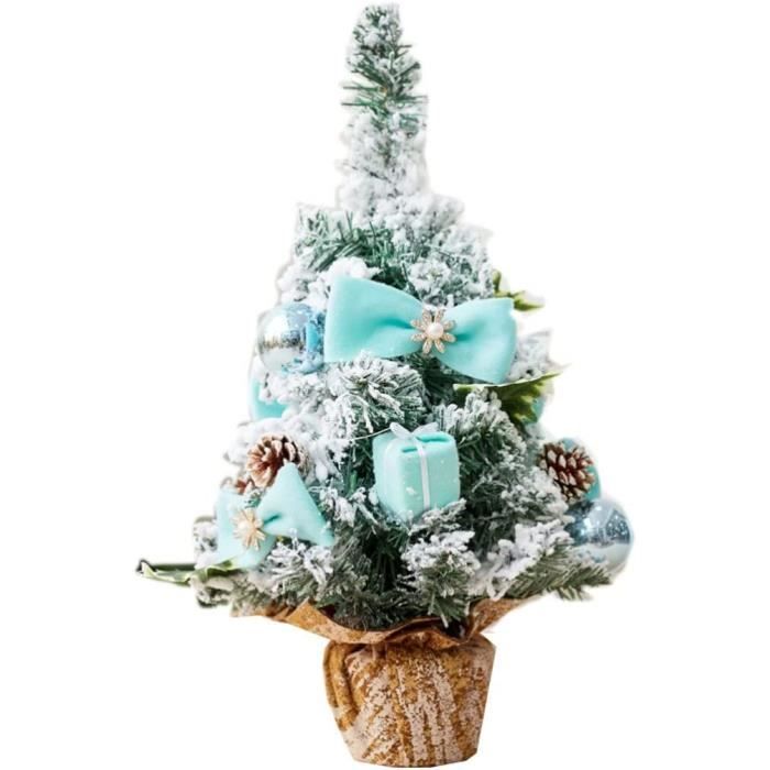 Sapins de Noel Artificiel 60 cm, Mini Sapin de Noel avec guirlandes Lumineuses et Ornements,Décoration de Noël pour Table