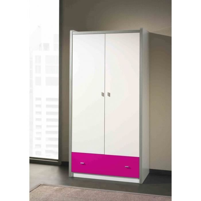 Armoire Chambre Enfant 2 Portes Fuschia Alvin 2 Rose Achat