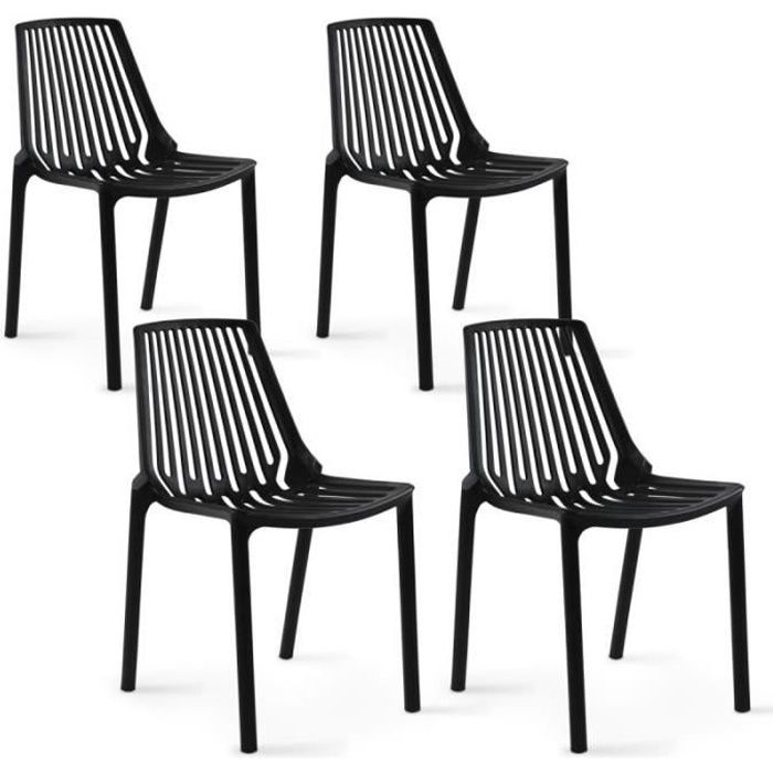 Lot de 4 chaises de jardin - Oviala - Noir - 55 x 46 x 79,5 cm - Polypropylène