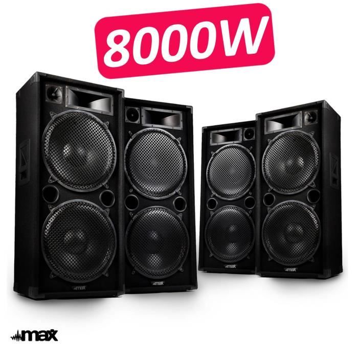 Enceintes Sono DJ WILDSPACE3 – Pack 2, 2x4000W, Bluetooth, TWS, Sub 10″, Lumières LED