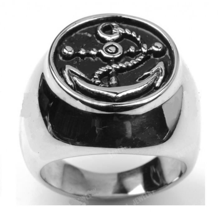 Chevaliere ancre marine 12us bague homme femme rockabilly