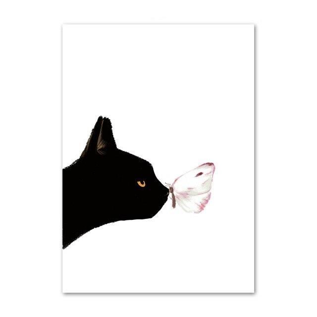 Nordique Decor Maison Impressions Peinture Simple Noir Blanc Chat Lune Photos Mur Art Modulaire Toile Affiche Moderne Ch Achat Vente Tableau Toile Cdiscount