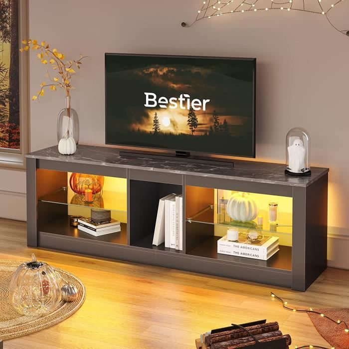 Bestier Meuble TV RVB pour 65 + Gaming Entertainment Center Gaming TV LED  Table console multimedia avec 2 etageres en verre P - Cdiscount Maison