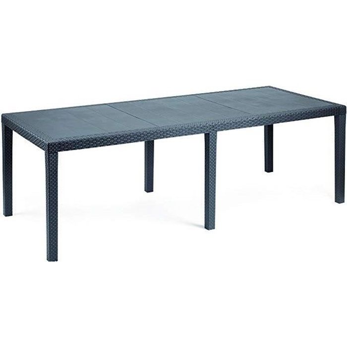 Dmora Table dextérieur Roma Table à manger rectangulaire extensible effet rotin 150x90h72 cm Anthracite