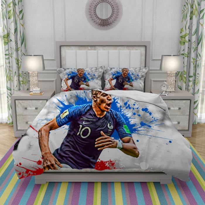 Parure de Couette,kylian mbappe french flag fff grunge 75844,1 Housse