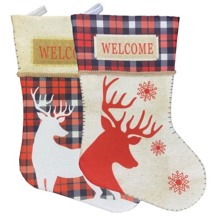8 Chaussettes De Noël Suspendues - Décoration Sapin Ou Cheminée, 16x12cm, Motif Père Noël