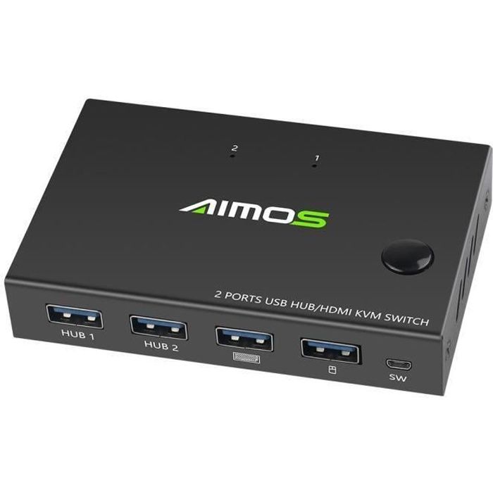 AIMOS AM-KVM201CC 2 ports HDMI KVM Switch Support 4K * 2K @ 30Hz HDMI KVM Switcher Keyboard Mouse USB