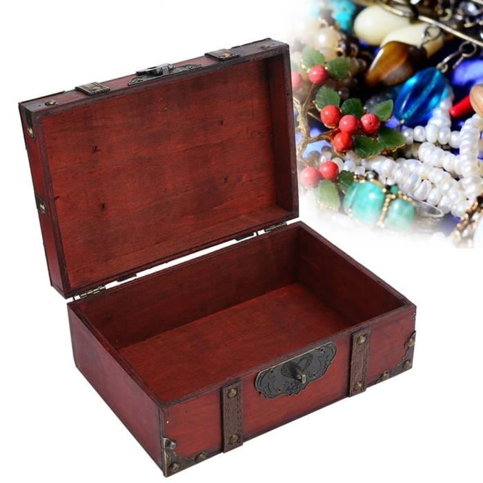 Coffre Trésor Boîte caisse en bois Caisse Box de rangement en 3 tailles 