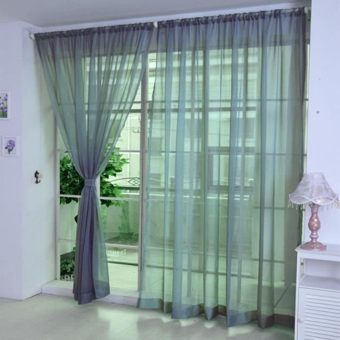 Couleur H Rideau de porte et fenêtre en tulle pur document, 1 pièce,  panneau de drapé transparent, cantonnièr - Cdiscount Maison