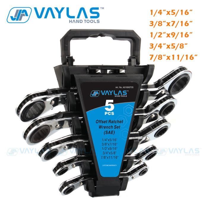Clé Mixte à Cliquet 9/16" SAE 72 Dents – Cr-V Chromée – 15° Ouverte – Pour Espaces Étroits
