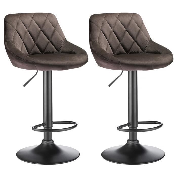 Lot de Deux Tabouret de Bar - Vintage - Gris foncé - Cuisine Bistrot Café