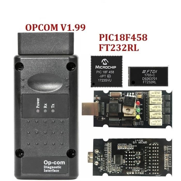 OPCOM V1.99-V1.70-V1.95 Firmware PIC18F458 FTDI FT232RL puce Opel OP COM OBD2 CAN-BUS lecteur de Code pour Op V1.99 FT232RL