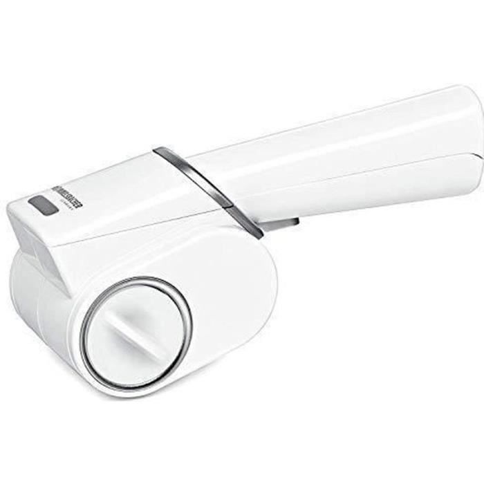Rommelsbacher MR 6 – Râpe Électrique à Fromage, Parmesan, Noix, Chocolat Et Plus – Tambour En Acier Inoxydable Amovible – Batterie Rechargeable Puissante – Blanc