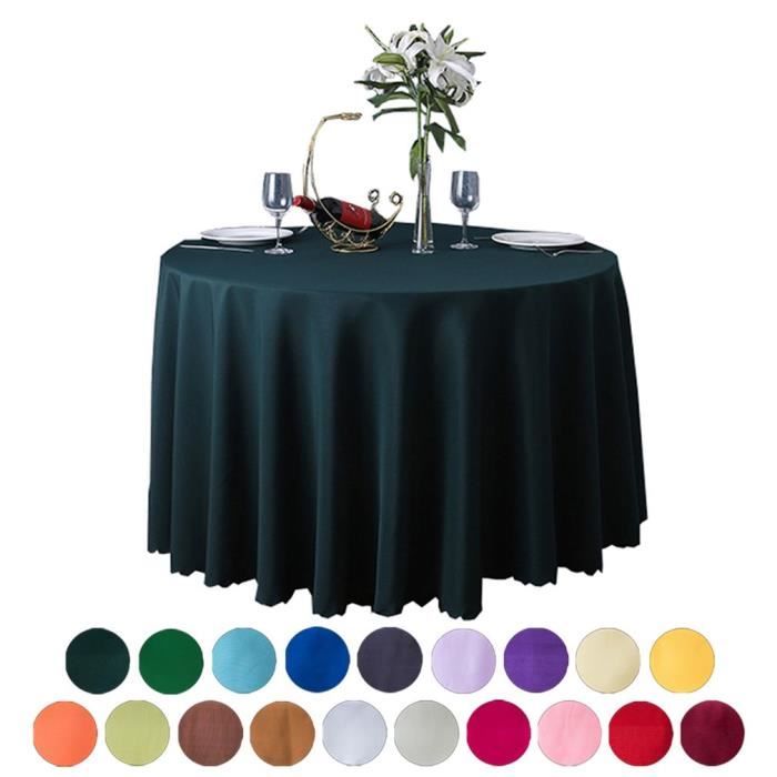 Polyester Nappe Ronde Mariage Banquet Nappe de Table Diverses Couleurs 1.6m Vert Foncé
