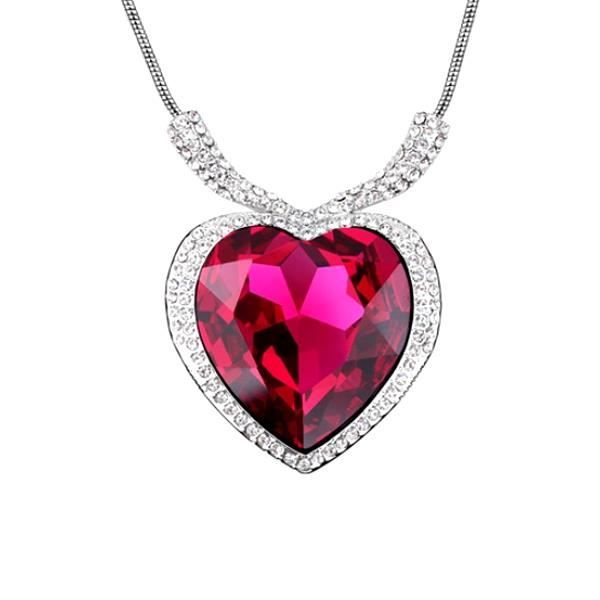 Collier Pendentif Coeur En Cristal Argenté Pour Femme - Longueur 45 Cm - Neuf