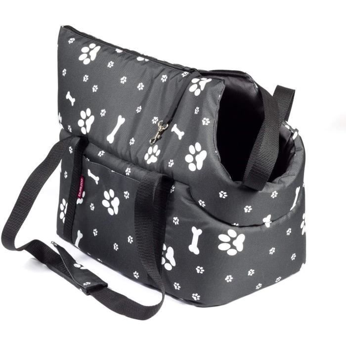 Sac de transport pour chiens Sac de transport pour chats, noir, Nouveau, L 42 x 29 x 33 cm, empreinte de patte et d'os de chien