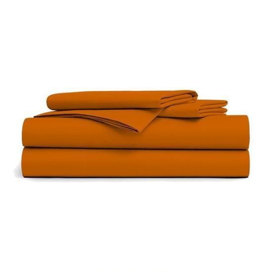Drap Plat - DUBLANC - 240x300cm - Orange - 100% Coton - Résistant à lutilisation intensive