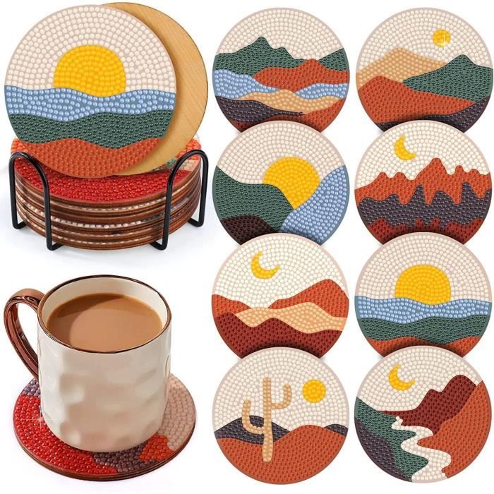 Lot de 4 dessous de verre en mosaïque de bambou, plateaux de base Lot de 4 dessous de verre en mosaïque de bambou, plateaux de base