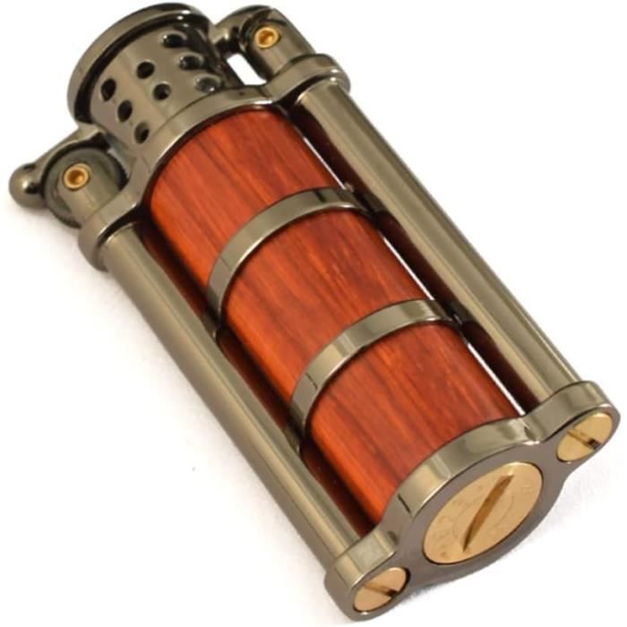 Briquet Vintage Gravitis à Essence - Rechargeable - Design Rétro Unique - Taille Compacte 1,6x6,4 Cm - Idéal Cadeau