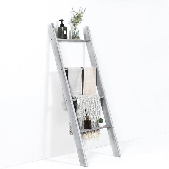 Échelle à Serviettes Miniature Blanche - Décoration Salle De Bain Style Campagne, 41x28 Cm - 1