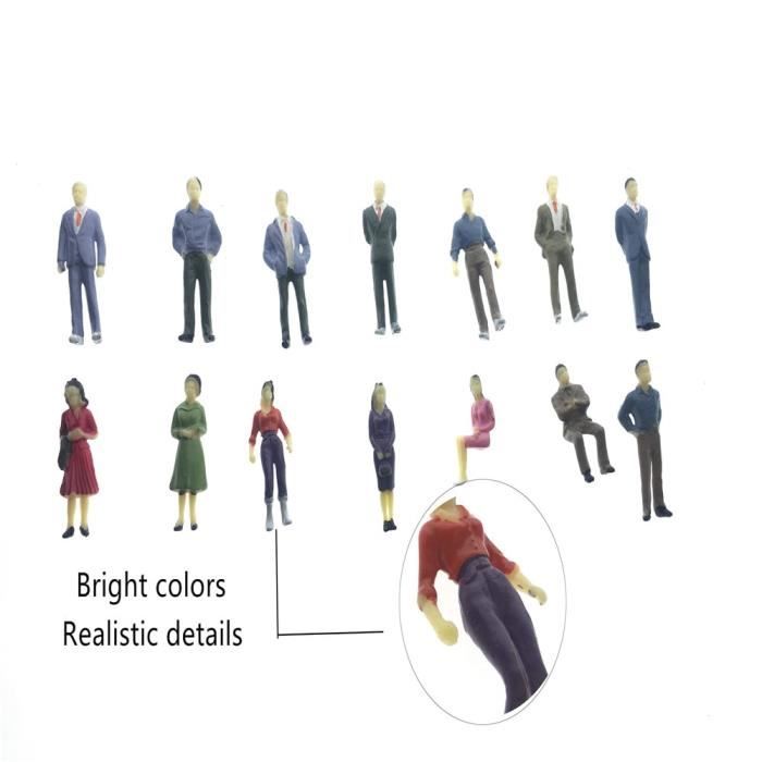 20 Figurines Miniatures H0 1:30 – Personnages Assis Et Debout Pour Maquettes De Train Et Décors