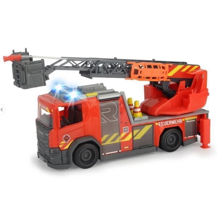 Camion de pompiers à échelle tournante - Dickie Toys - Scania - Fonction jet d'eau - Jouet enfant