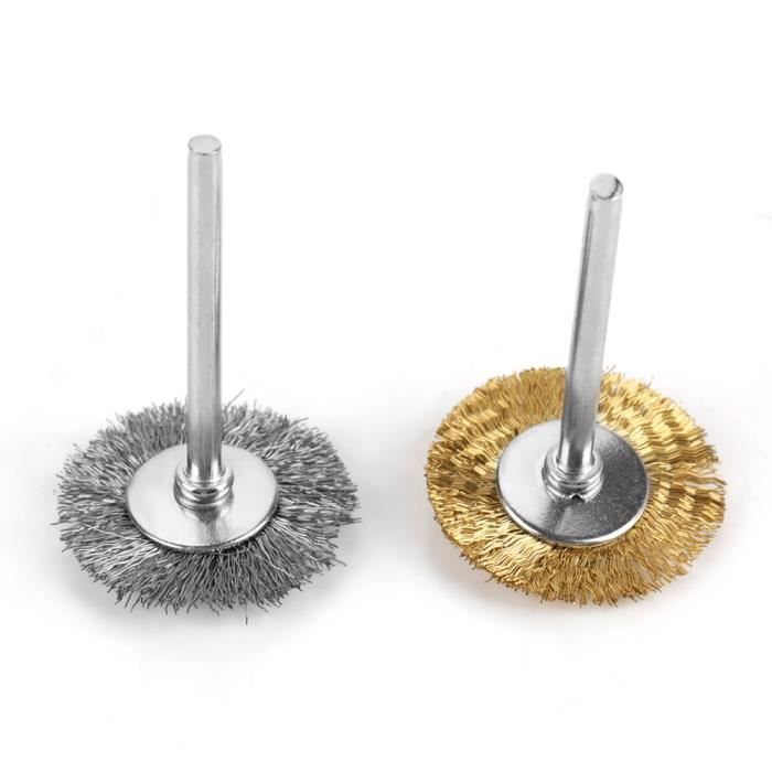 Ensemble de 36 mini brosses métalliques en laiton pour meule, outil rotatif Dremel, meulage, polissage