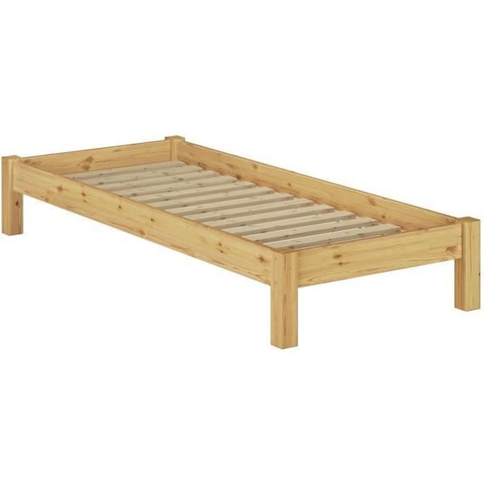 lit - erst-holz - futon en pin massif naturel - 80x200 cm - sommier à lattes en bois