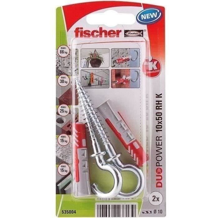 FISCHER - Blister de 2 Chevilles duopower 10x50 crochet rond