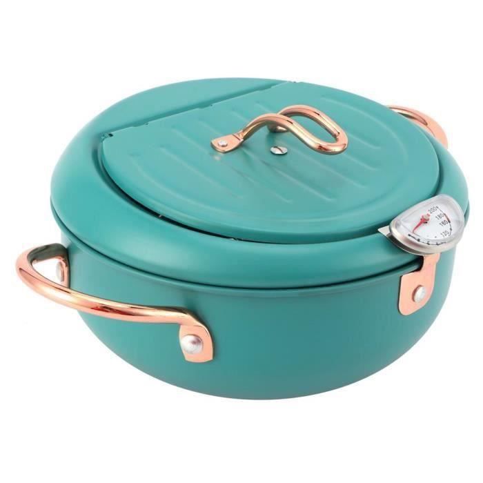 Friteuse Japonaise Inox Avec Thermomètre Et égouttoir - 28 Cm, Pour Une Friture Plus Saine Et Maîtrisée