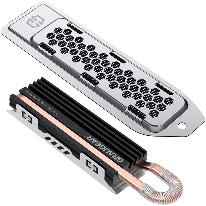 Dissipateur de chaleur HeatPipe pour SSD M.2 NVMe (2280) Playstation 5 PS5 Slim pour extension de mémoire PS5 avec couvercle