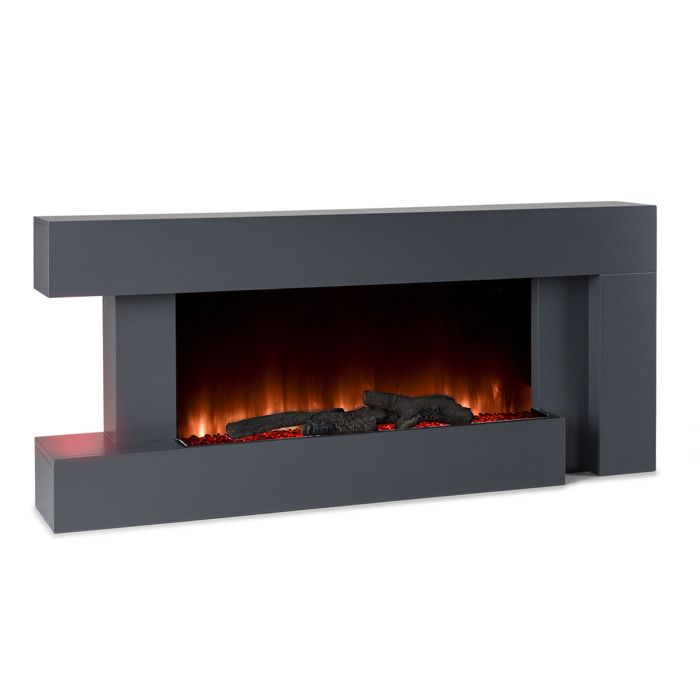 Studio LightFire Smart 2000W 132cm Asymétrique Cheminée électrique Gris Foncé