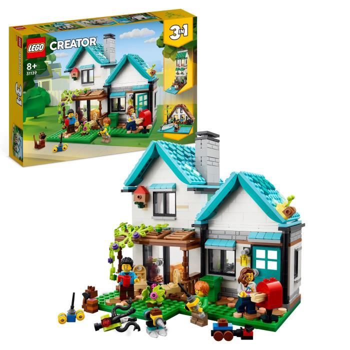 lego® creator 3-en-1 31139 la maison accueillante, maquette avec 3 maisons différentes, et figurines