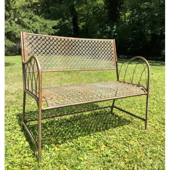Banc de Jardin Auguste Banquette 2 Personnes Fauteuil Double dExtérieur en Métal Vert Antique 57x93x105cm Banc de Jardin Auguste Banquette 2 Personnes Fauteuil Double dExtérieur en Métal Vert Antique 57x93x105cm