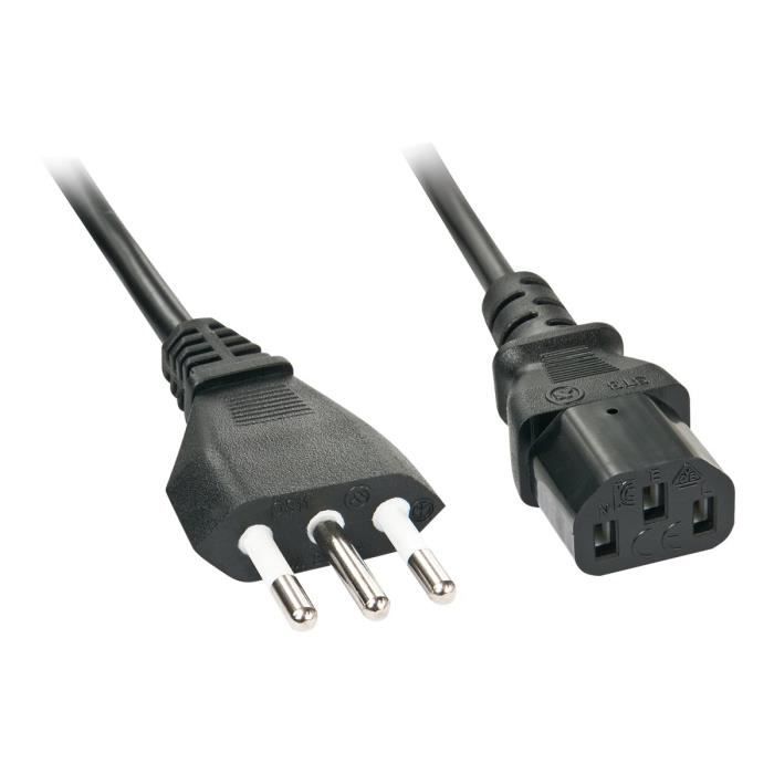 Lindy Câble d'alimentation CEI 23-50 (M) pour IEC 60320 C13 2 m Italie