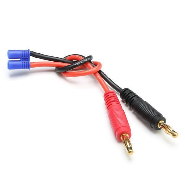 OliYin 2pcs EC2 Mâle à 4mm Fiche de Connecteur Banane Adaptateur Câble de Charge 16awg 11.8inch pour Batterie RC Lipo (Pack de 2