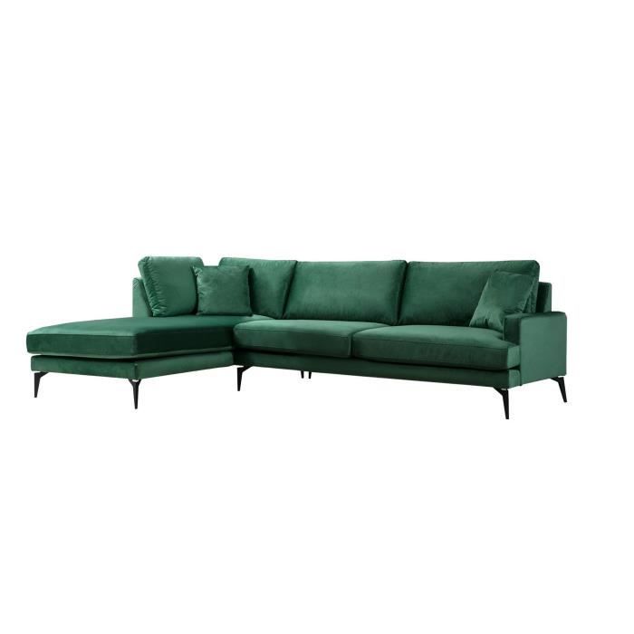 Canapé d'angle Tissu Contemporain Confort Vert