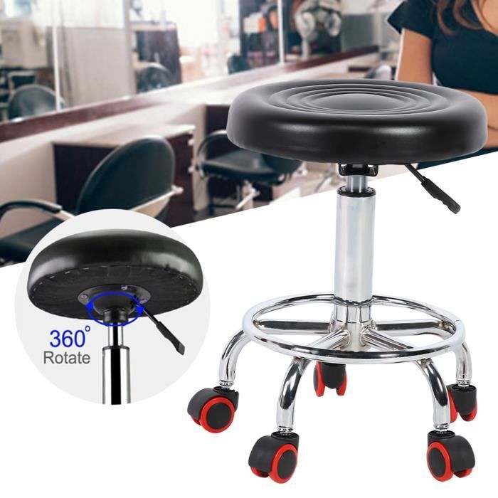 Tabouret Roulant Ergonomique EUREKA - Réglable En Hauteur, Repose-pieds, Pour Gaming Ou Bureau, Noir - 12