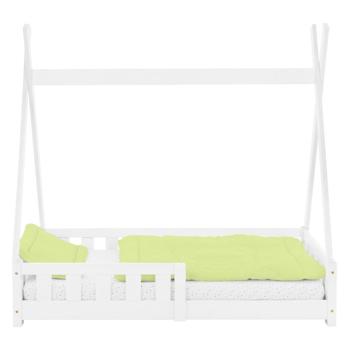 ML-Design Lit dEnfant Tipi Blanc avec Protection Contre les Chutes en Bois de Pin Massif 140x70 cm Sommier á Lattes ML-Design Lit dEnfant Tipi Blanc avec Protection Contre les Chutes en Bois de Pin Massif 140x70 cm Sommier á Lattes