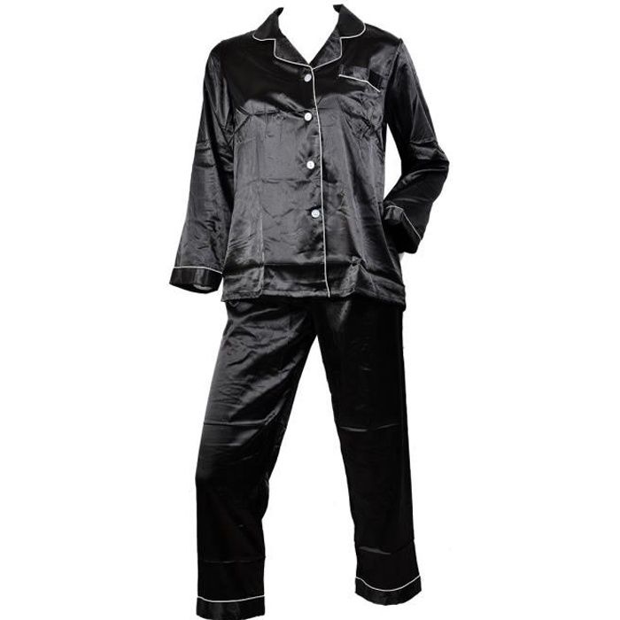 Pyjama satin deals noir femme