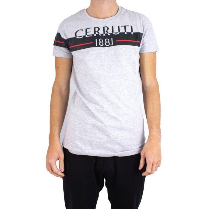 Cerruti 1881 T shirt manches courtes col rond graphique Bande Gris