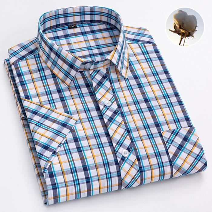 Chemise Homme Ete À Carreau INSFITY Slim Fit 100%Coton