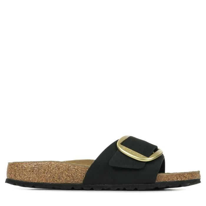Sandales Birkenstock Madrid Big Buckle Femme Noir Cuir