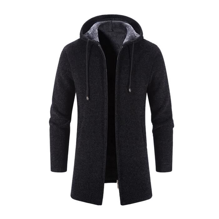 Manteau Homme En Laine Hiver Long Trench Coat Slim - Outerwear Élégant Couleur Unie Automne Hiver