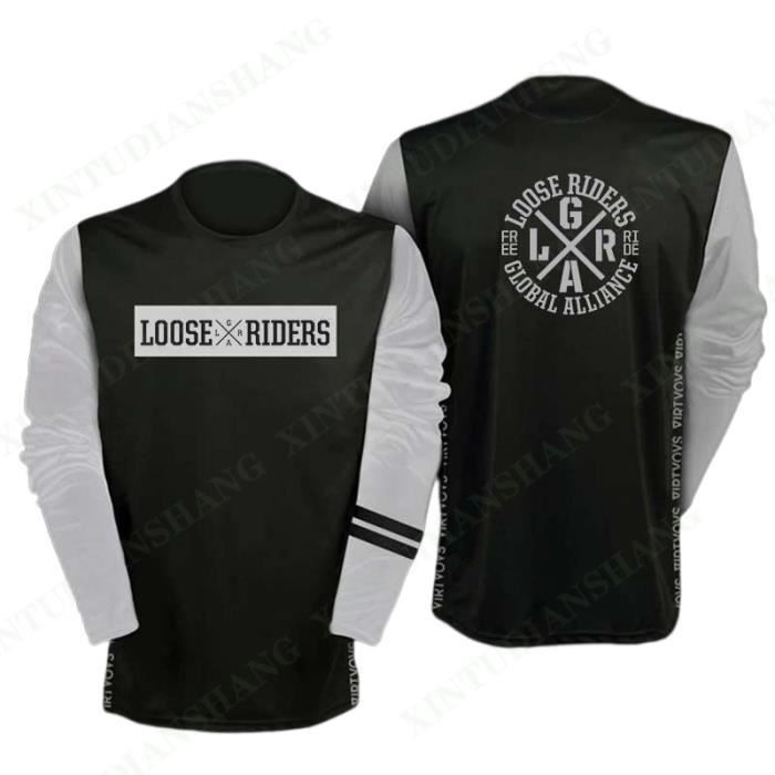 Maillot De VTT Homme Manches Longues - Polyester Respirant, Léger, Anti-UV - Pour Cyclisme, Motocross, Randonnée - Design Sportif Avec Ourlet Long