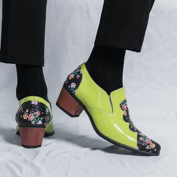 Bottes a talons hauts pointus pour hommes chaussures de styliste de luxe pour fete Banquet nouvelle mode vert Vert Cdiscount