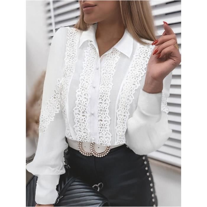 Chemise Et Dentelle Ensemble Sous-vêtement Revers Uni Manches Longues