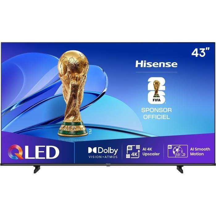 Hisense Téléviseur intelligent QLED 43 pouces 43E7Q 4K Ultra HD VIDAA Wi-Fi Dolb