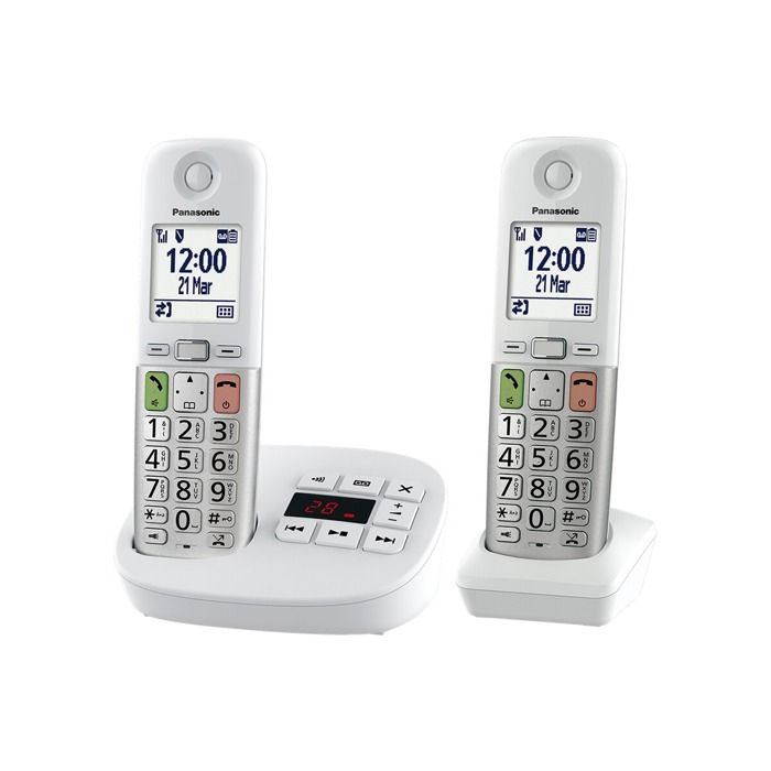Téléphone Sans Fil Panasonic KX-TGU432EXW – Répondeur, 2 Combinés, Compatible Aides Auditives
