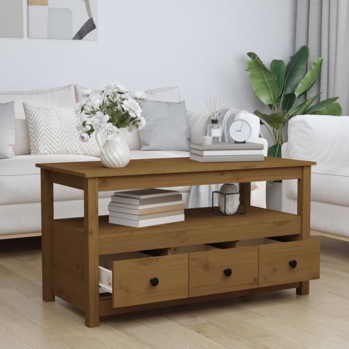 Table Basse Marron Miel 80x50x35 Cm Bois Massif De Pin - Table Basse Marron Miel 80x50x35 Cm Bois Massif De Pin Table Basse Meuble Salon Table Dappoint Table Design Bois Massif 83568282